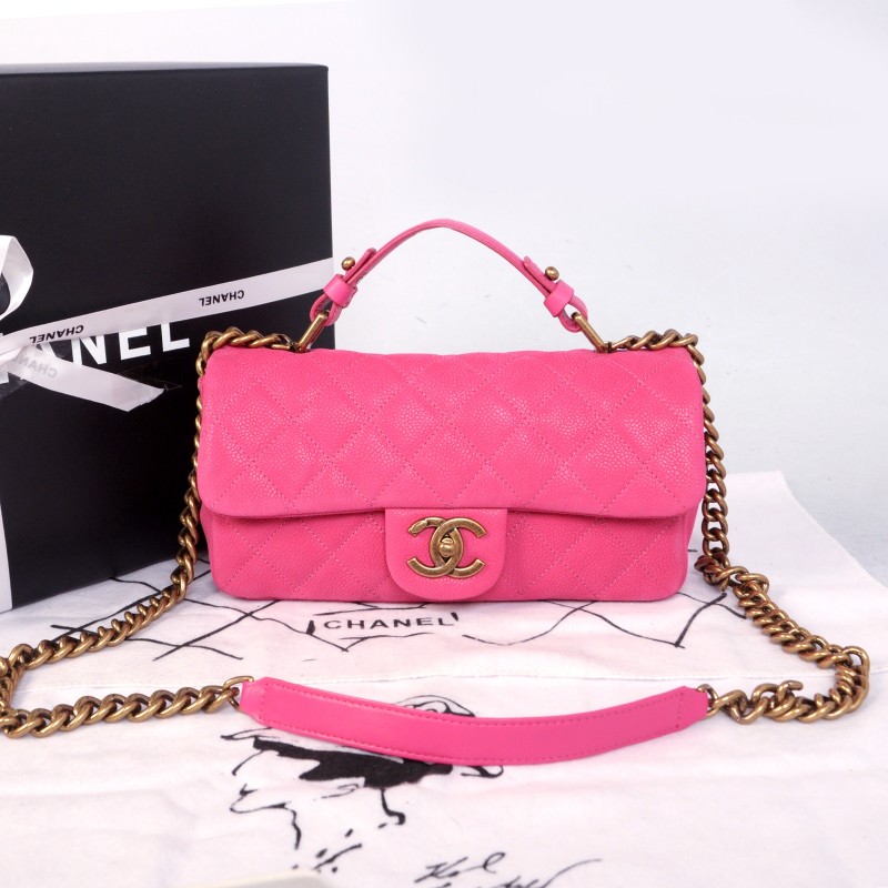 2014 Chanel Classic Cannage Pattern Nubuck Leather Top Flap Bag A67622 Rose