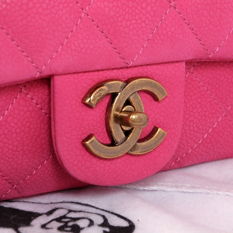 2014 Chanel Classic Cannage Pattern Nubuck Leather Top Flap Bag A67622 Rose