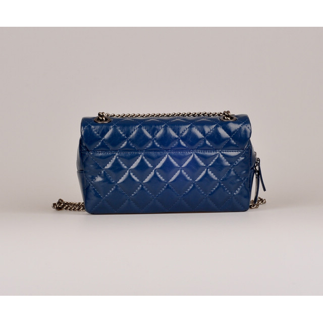 2014 Chanel Classic Flap Bag Iridescent Leather A25801 Blue