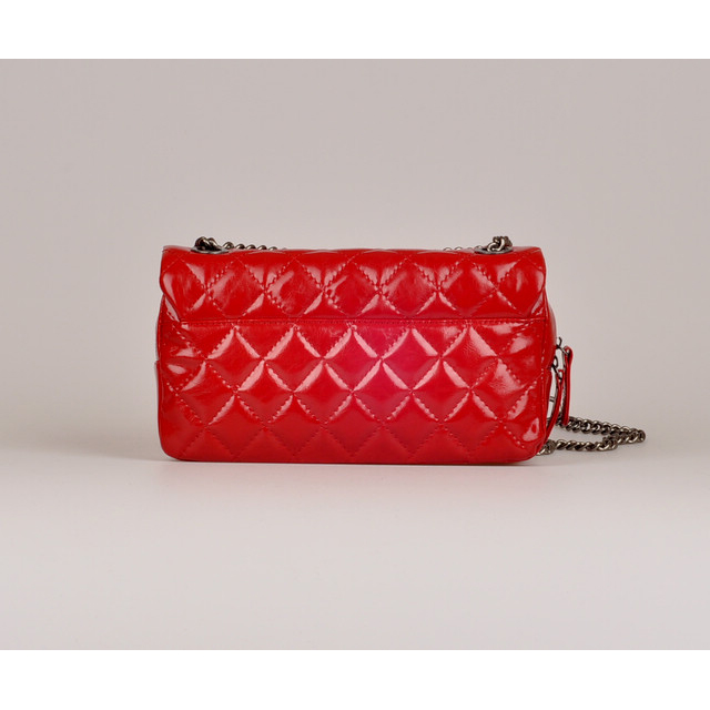 2014 Chanel Classic Flap Bag Iridescent Leather A25801 Red