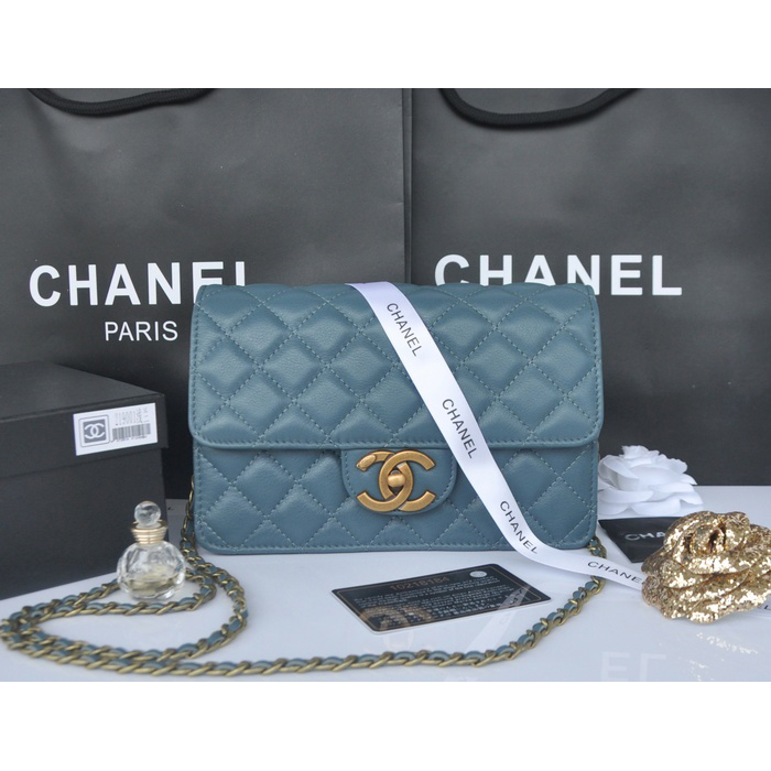 2014 Chanel Classic Flap Bag Original Leather A219001 Light Blue