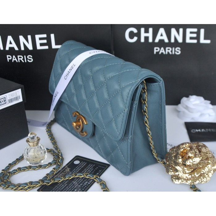 2014 Chanel Classic Flap Bag Original Leather A219001 Light Blue