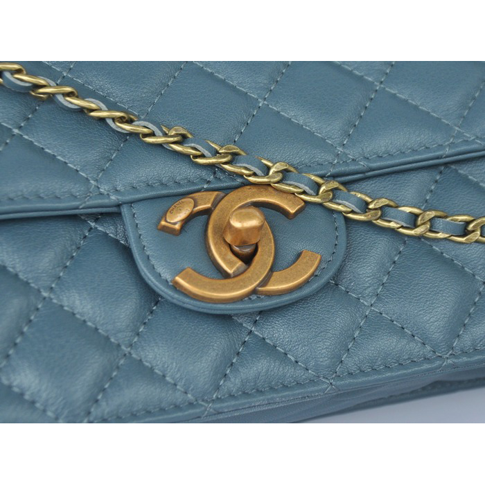 2014 Chanel Classic Flap Bag Original Leather A219001 Light Blue