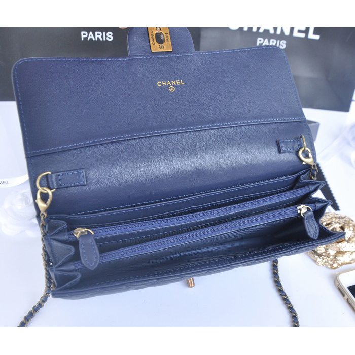 2014 Chanel Classic Flap Bag Original Leather A21908 Dark Blue