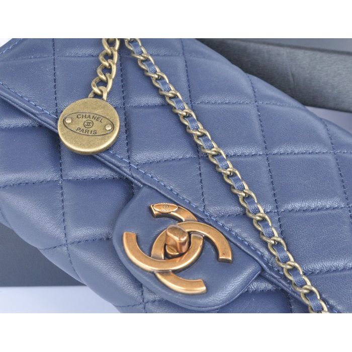 2014 Chanel Classic Flap Bag Original Leather A21908 Dark Blue