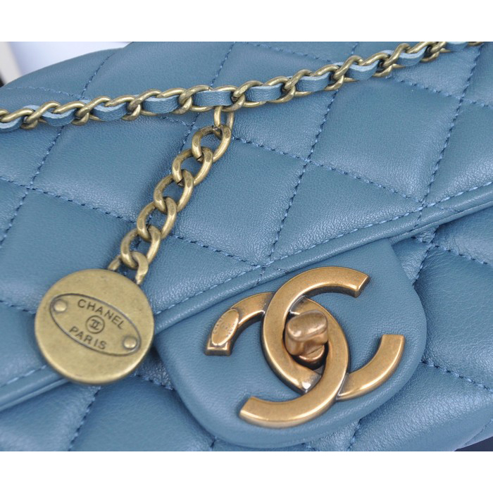 2014 Chanel Classic Flap Bag Original Leather A21908 Right Blue