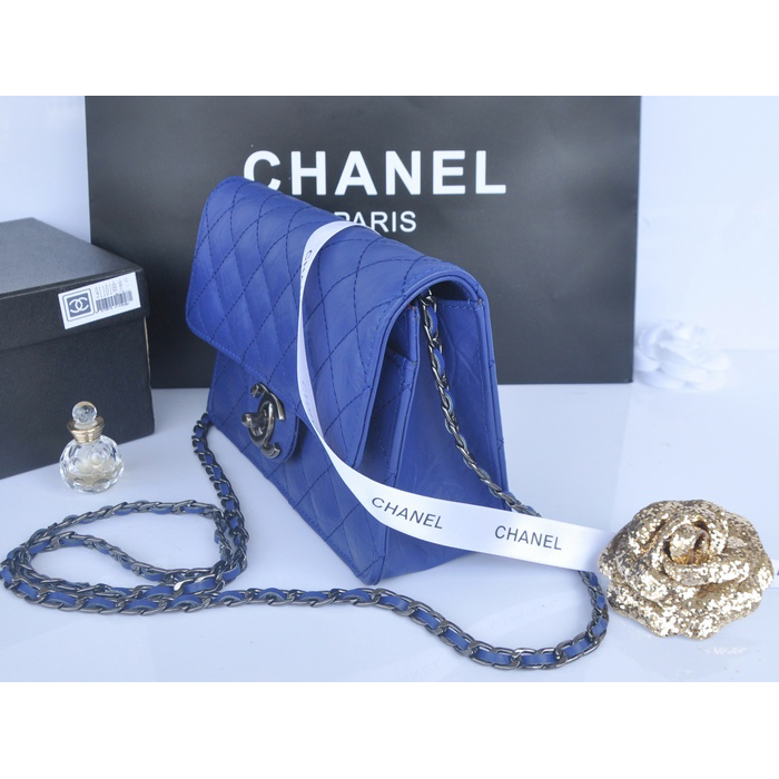 2014 Chanel Classic Flap Bag Original Leather A91101 Blue