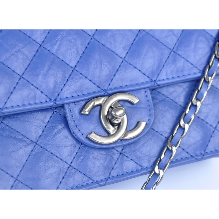 2014 Chanel Classic Flap Bag Original Leather A91101 Blue