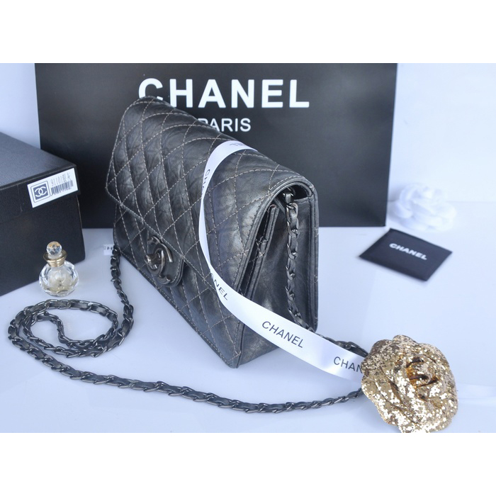 2014 Chanel Classic Flap Bag Original Leather A91101 Silver