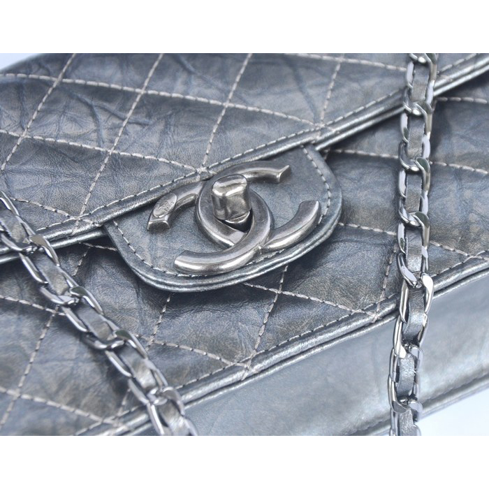 2014 Chanel Classic Flap Bag Original Leather A91101 Silver