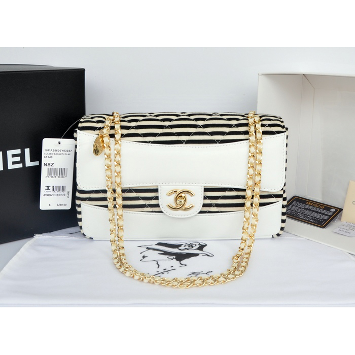 2014 Chanel Classic Flap Bag Original Sheepskin Leather A92052 White