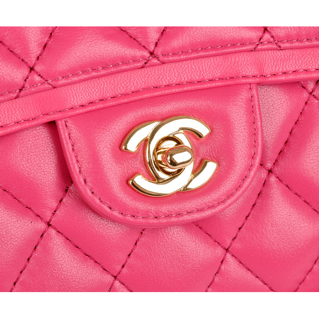 2014 Chanel Classic Flap Bag Rose Sheepskin Leather A25280 Gold