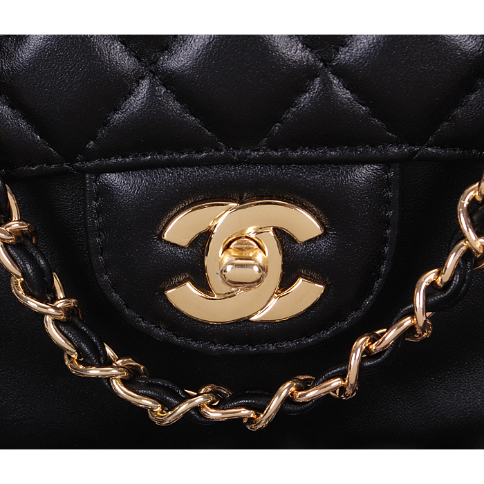 2014 Chanel Classic Flap Bag Sheepskin Leather A0079 Black