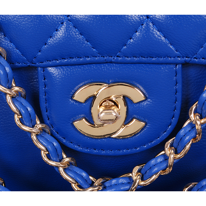 2014 Chanel Classic Flap Bag Sheepskin Leather A0079 Blue