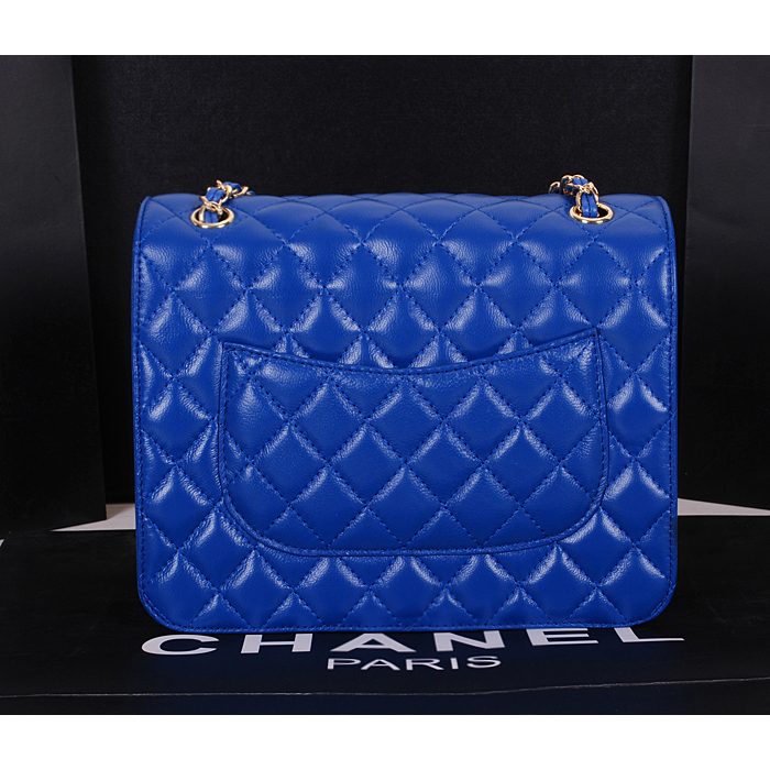 2014 Chanel Classic Flap Bag Sheepskin Leather A0079 Blue