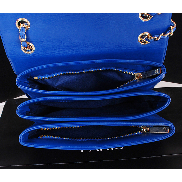 2014 Chanel Classic Flap Bag Sheepskin Leather A0079 Blue