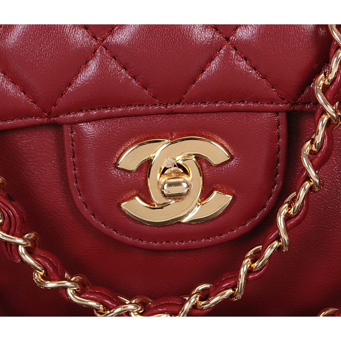 2014 Chanel Classic Flap Bag Sheepskin Leather A0079 Burgundy