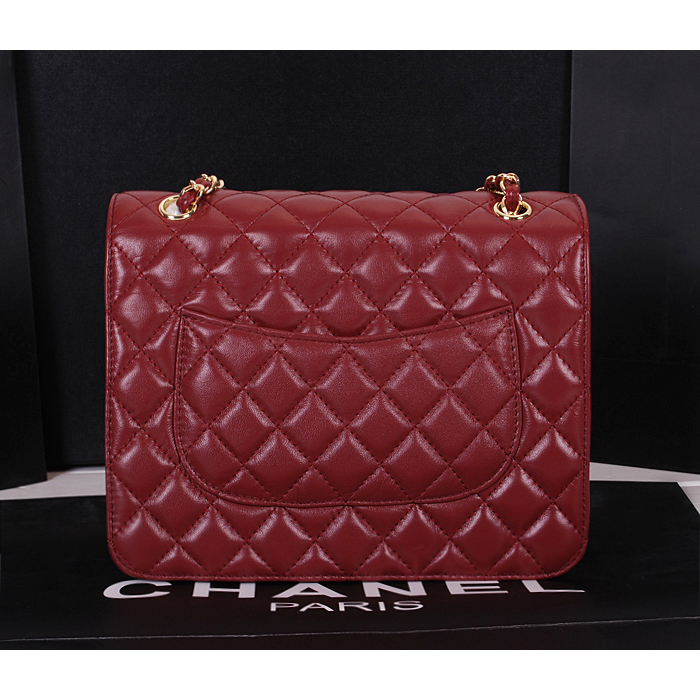 2014 Chanel Classic Flap Bag Sheepskin Leather A0079 Burgundy