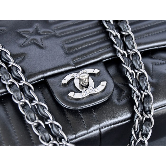 2014 Chanel Classic Flap Bag Sheepskin Leather A90352 Black