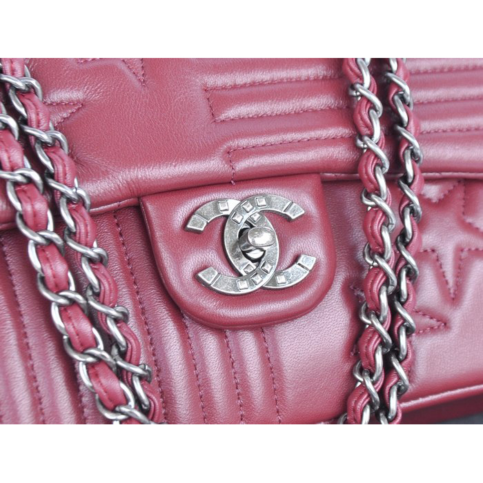 2014 Chanel Classic Flap Bag Sheepskin Leather A90352 Burgundy