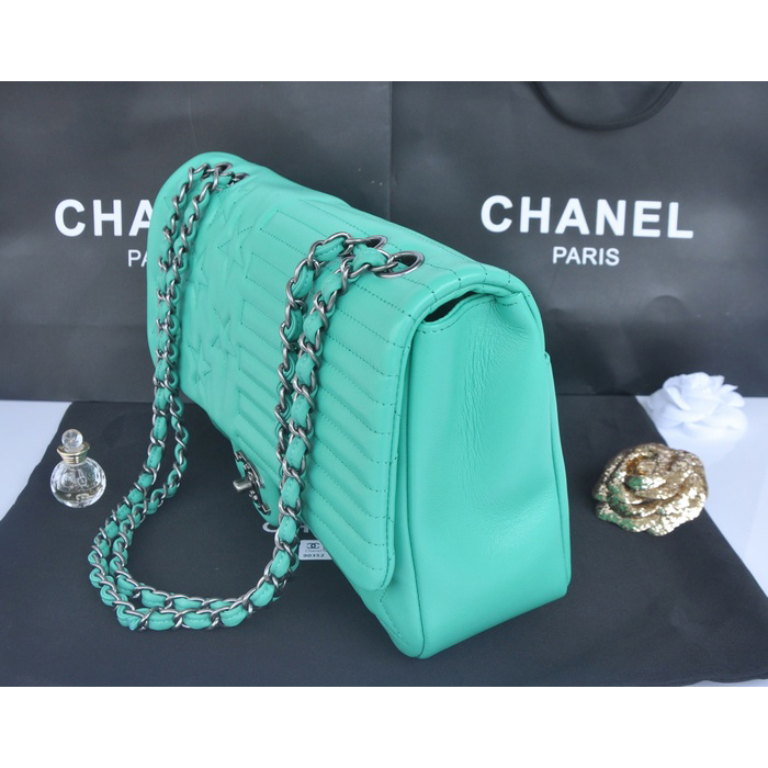 2014 Chanel Classic Flap Bag Sheepskin Leather A90352 Green