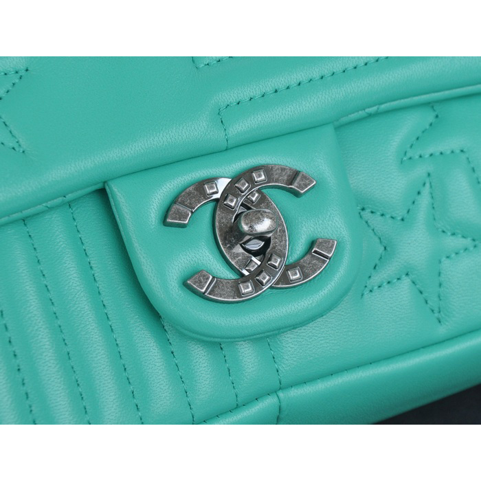 2014 Chanel Classic Flap Bag Sheepskin Leather A90352 Green