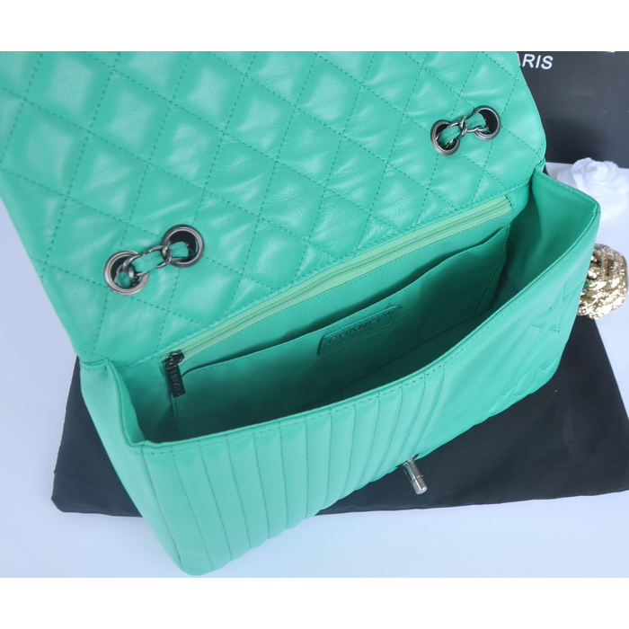 2014 Chanel Classic Flap Bag Sheepskin Leather A90352 Green