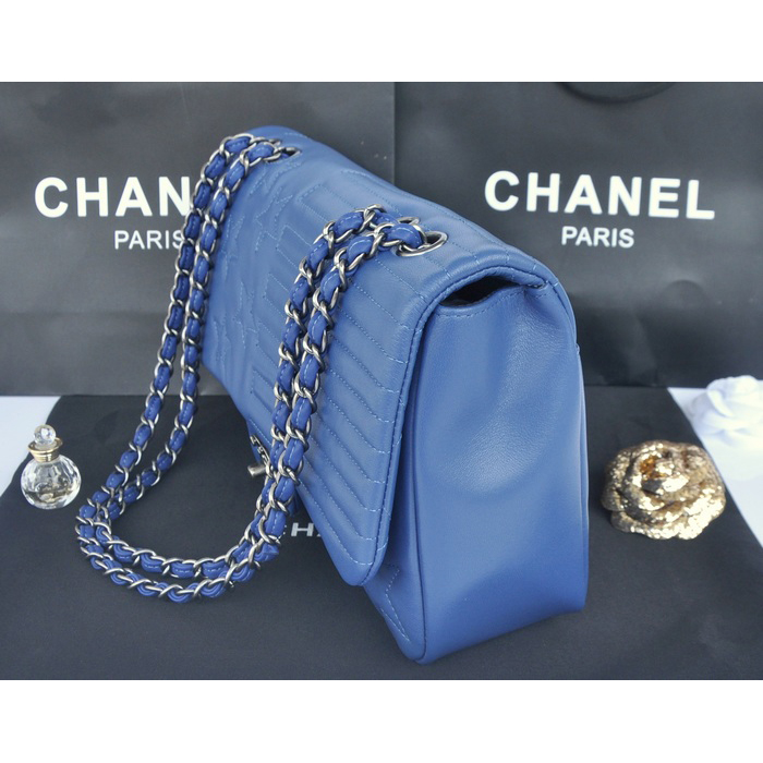 2014 Chanel Classic Flap Bag Sheepskin Leather A90352 Royalblue