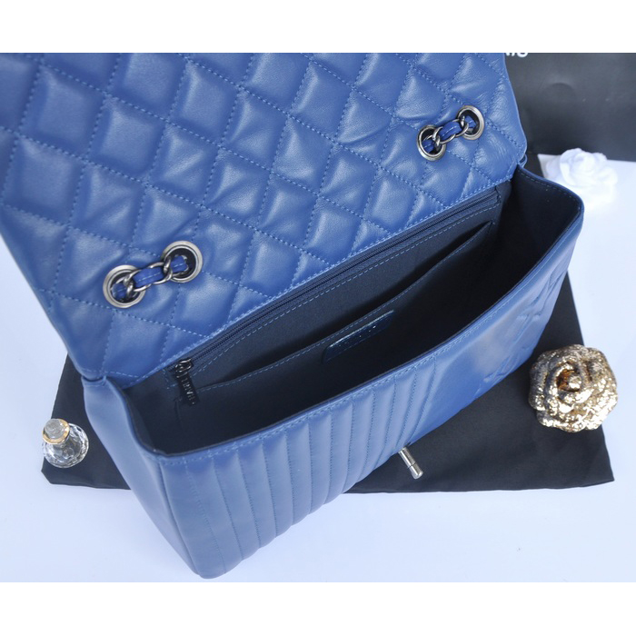 2014 Chanel Classic Flap Bag Sheepskin Leather A90352 Royalblue