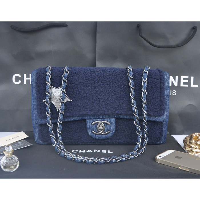 2014 Chanel Classic Flap Bag Villus A32464 Royalblue