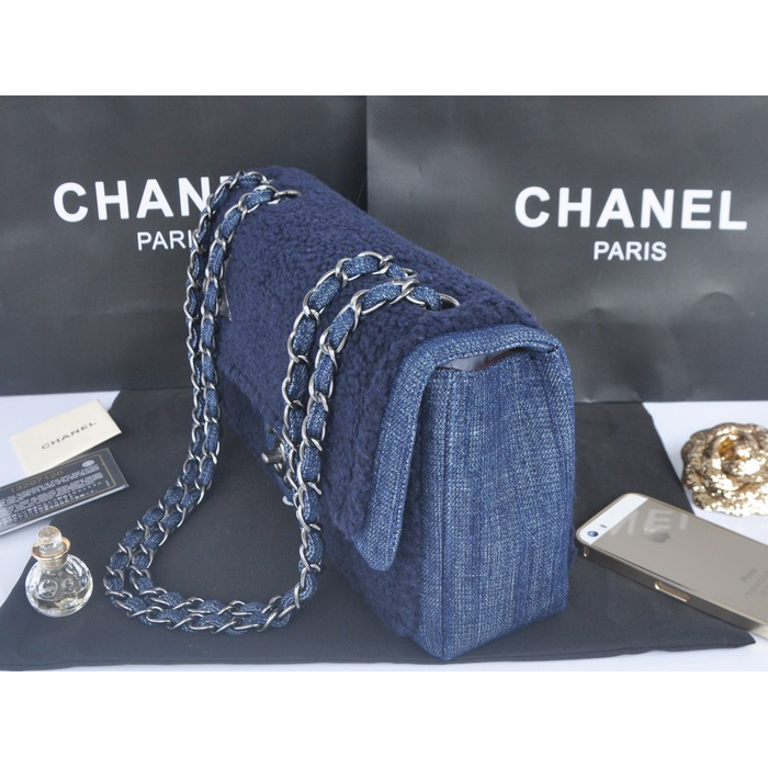 2014 Chanel Classic Flap Bag Villus A32464 Royalblue