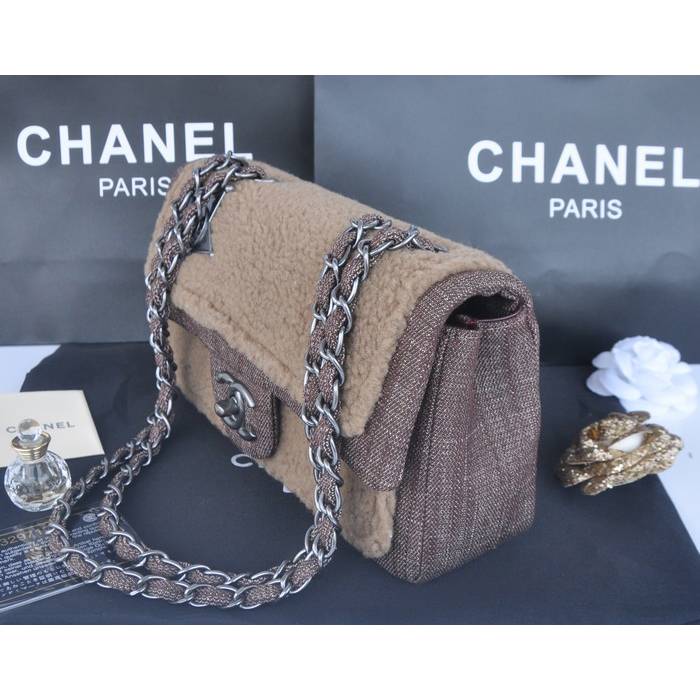 2014 Chanel Classic Flap Bag Villus A32465 Apricot