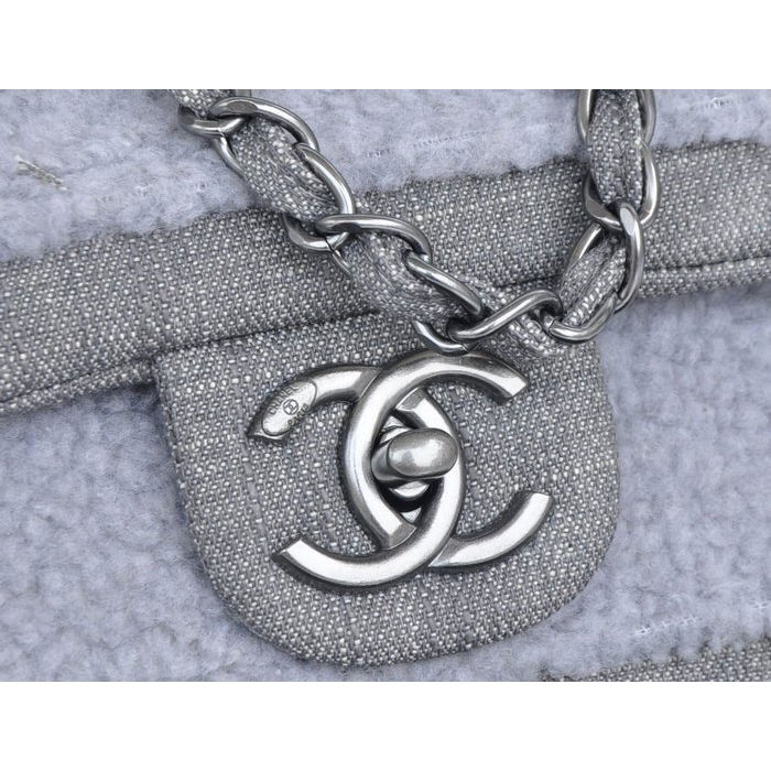 2014 Chanel Classic Flap Bag Villus A32465 Grey