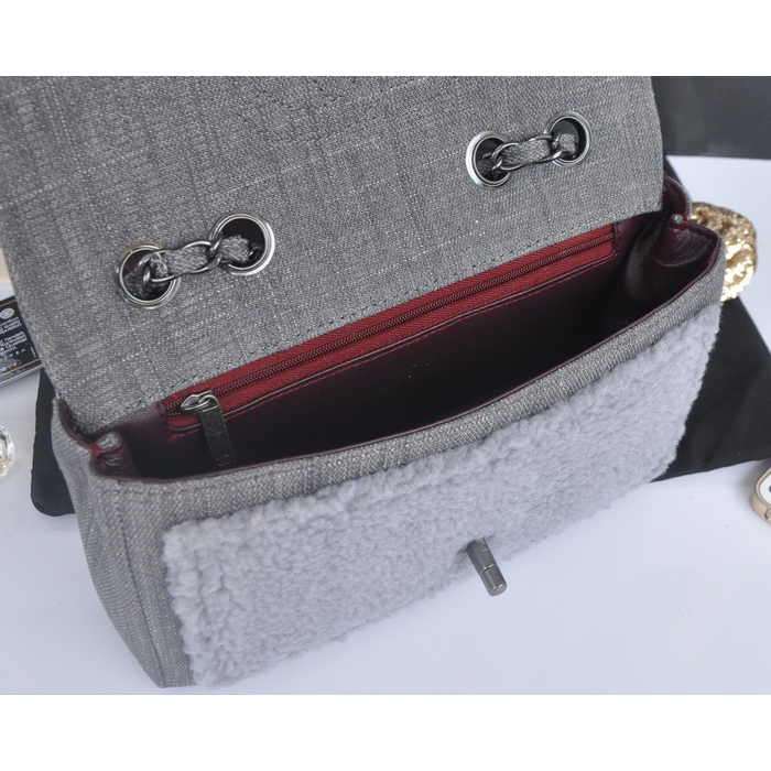 2014 Chanel Classic Flap Bag Villus A32465 Grey