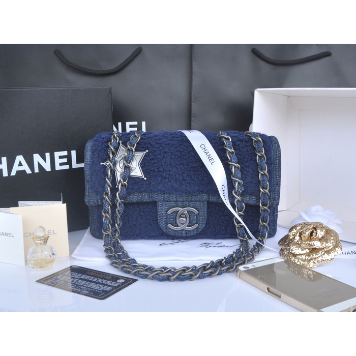 2014 Chanel Classic Flap Bag Villus A32465 Royal