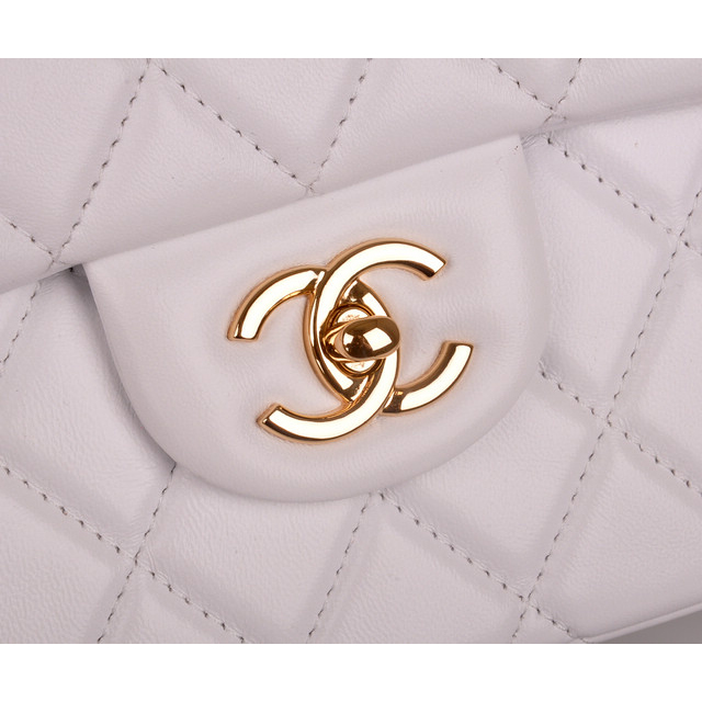 2014 Chanel Classic Flap Bag White Original Leather 1113 Gold