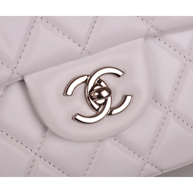 2014 Chanel Classic Flap Bag White Original Leather 1113 Silver