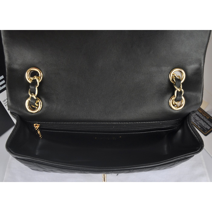 2014 Chanel Classic Flap Bags Black Original Sheepskin Leather A90214 Gold