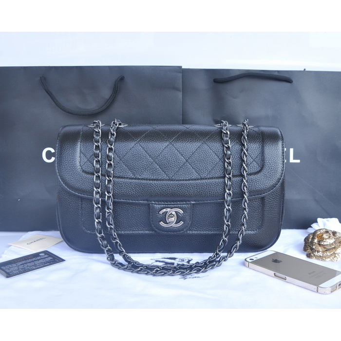 2014 Chanel Classic Flap Bags Calfskin Leather A90395 Black