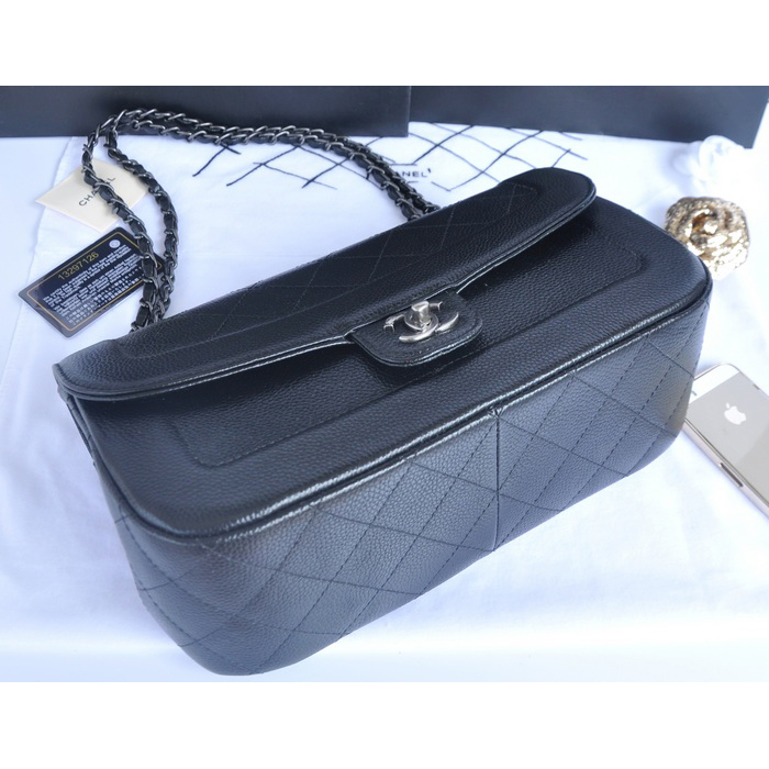 2014 Chanel Classic Flap Bags Calfskin Leather A90395 Black