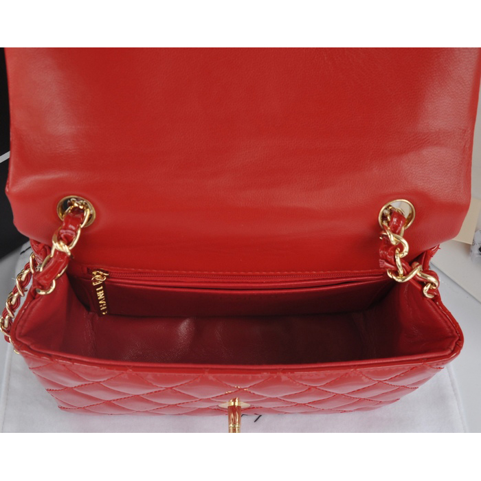 2014 Chanel Classic Flap Bags Original Patent Leather A1116 Red with Gold