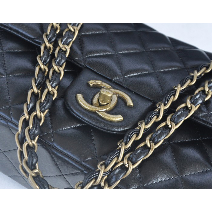 2014 Chanel Classic Flap Bags Sheepskin Leather A90353 Black