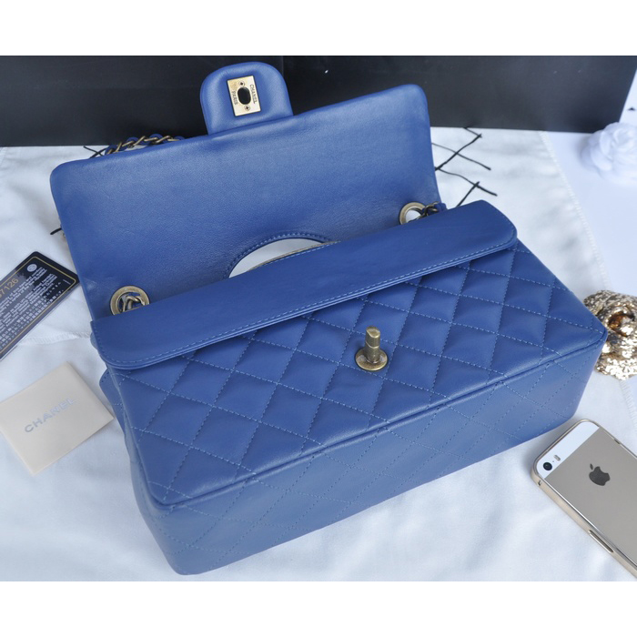 2014 Chanel Classic Flap Bags Sheepskin Leather A90353 Royalblue