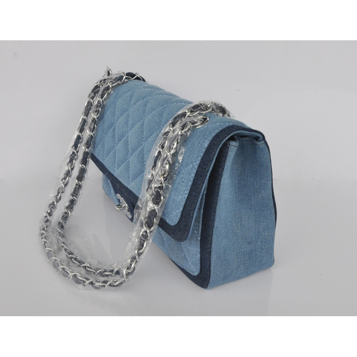 2014 Chanel Classic Flap Shoulder Bag Denim A92216 Blue&Gray