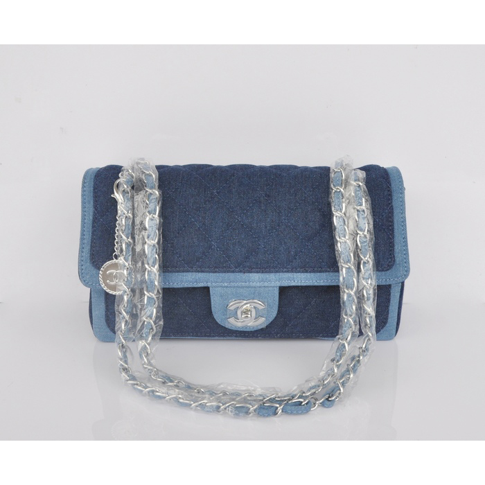 2014 Chanel Classic Flap Shoulder Bag Denim A92216 Gray&Blue