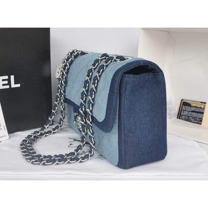 2014 Chanel Classic Flap Shoulder Bag Original Denim A92216 Gray&Blue