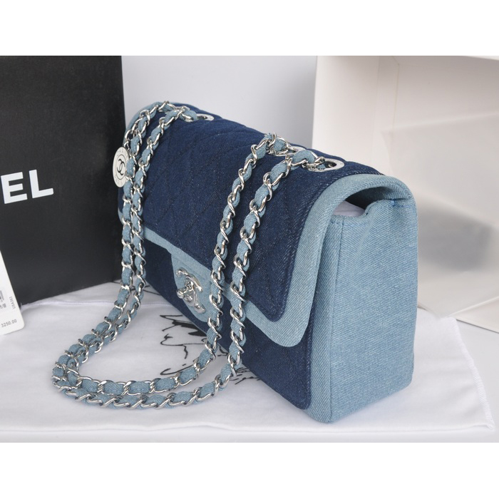 2014 Chanel Classic Flap Shoulder Bag Original Denim A92216 Gray&Blue