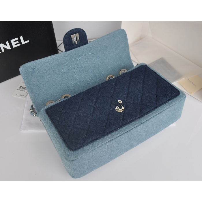 2014 Chanel Classic Flap Shoulder Bag Original Denim A92216 Gray&Blue