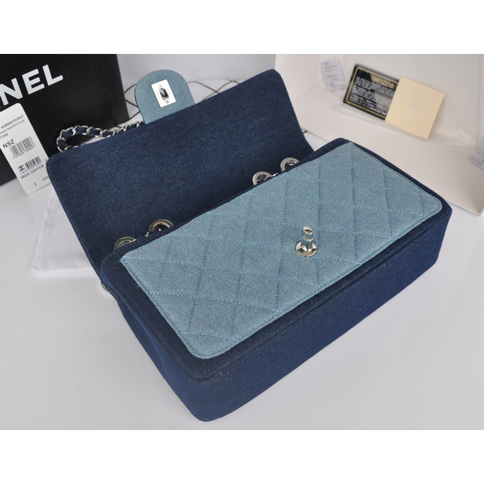 2014 Chanel Classic Flap Shoulder Bag Original Denim A92216 Gray&Blue