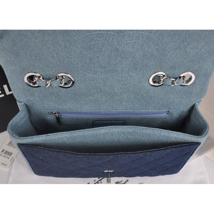 2014 Chanel Classic Flap Shoulder Bag Original Denim A92216 Gray&Blue